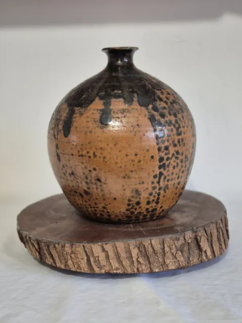 Ancien Vase Boule Vallauris Lagrange ? Signé Gres Céramique Vernis 22cm