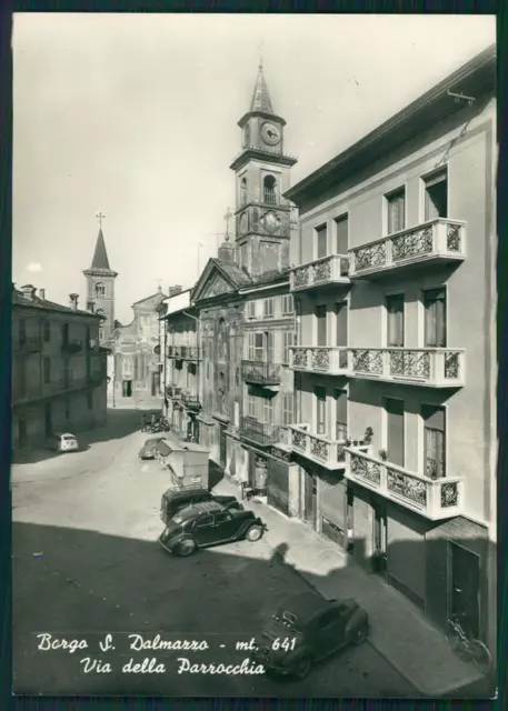 Cuneo Borgo San Dalmazzo Via della Parrocchia Auto Foto FG cartolina MZ1878