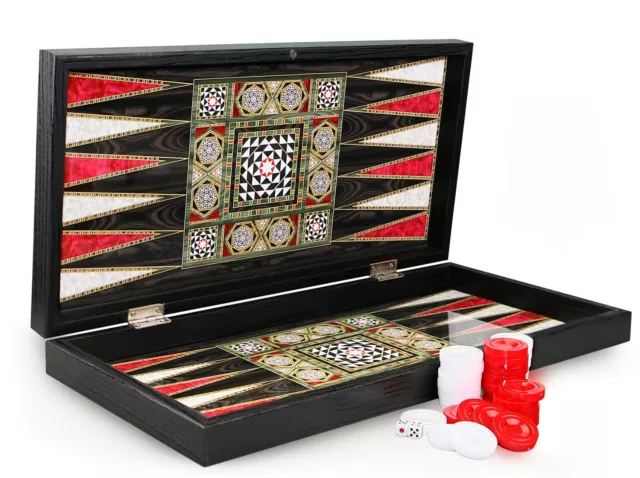 Wunderschöne Intarsien Look Backgammon TAVLA XXL Sedef Tavla