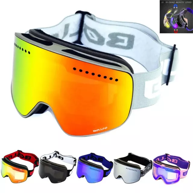Magnetic Double Layer Polarized Lens Skiing Anti-fog Snowboard Goggles New