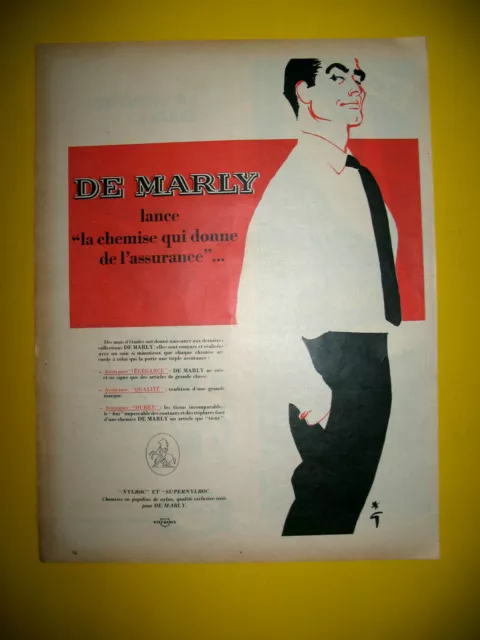Publicite De Presse De Marly Chemise Donne L'assurance Illustration Gruau 1962