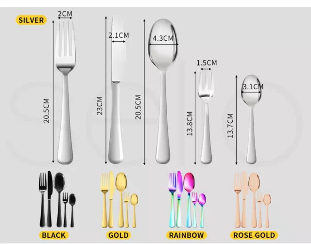 Toque Cutlery Set Stainless Steel 30PCS Knife Dinner Fork Tea Spoon Black Gold 2