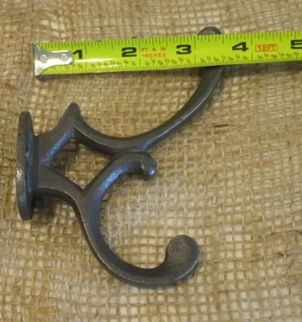 Antique Cast Iron Wall Hooks Classic Edwardian Coat Hat Towel Hanging Vintage 2