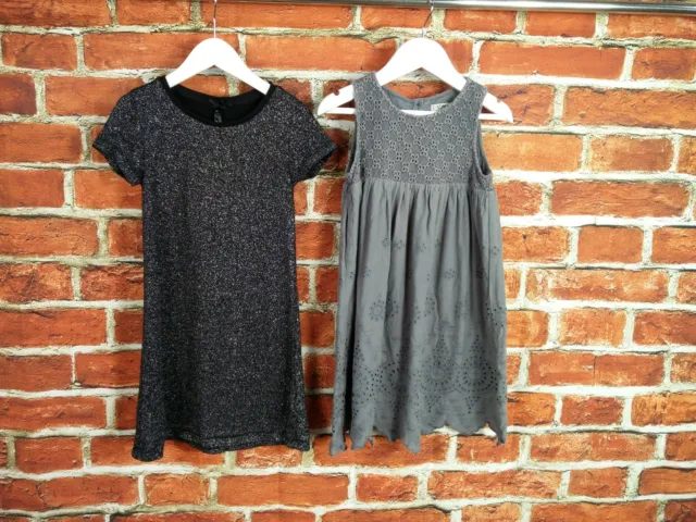 Girls Bundle Age 4-5 Years Next Dress Grey Broderie Anglaise Black Shimmer 110Cm