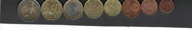 Euro Coins: Eire 2002 8 Coins Set: 1 Cent - 2 Euro, a UNC. As Show on Scan