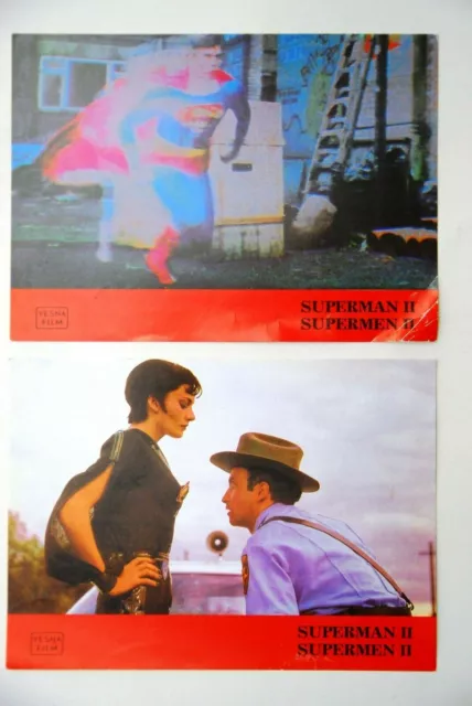 Superman Ii Superhero Christopher Reeve Gene Hackman 1981 2X Rare Yu Lobby Cards