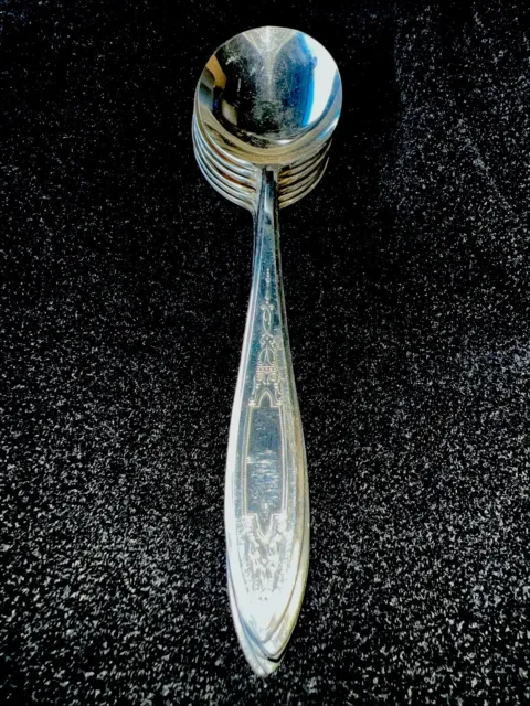 6 Oneida - Wm A Rogers Debutante Grandeur Princess Round Soup Spoons Silverplate