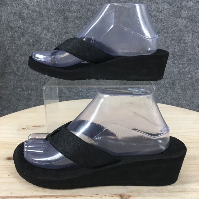 Teva Sandals Womens 8 Mush Mandalyn Wedge II Slip On Flip Flops 1000093 Black
