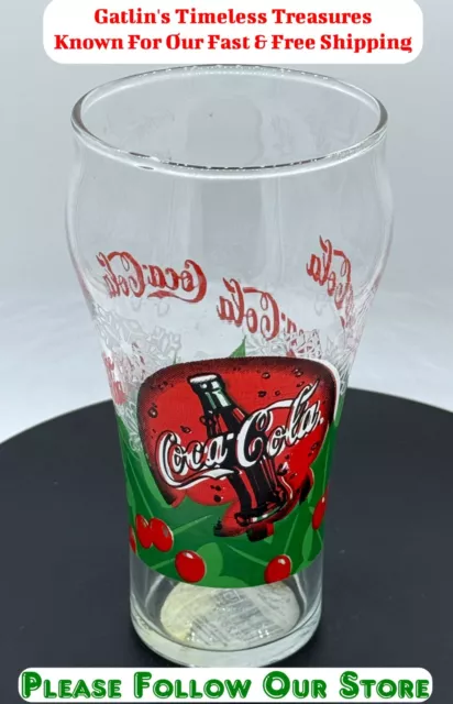 Coke Coca-Cola 2001 Christmas Holiday "Holly" Bell Shaped 6" Coke Drinking Glass