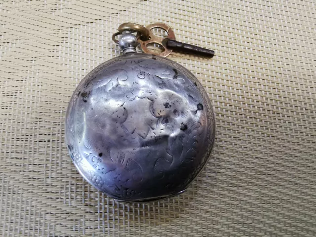 vintage antigue historically solid silver Ottoman pocket watch LES BRENETS 3