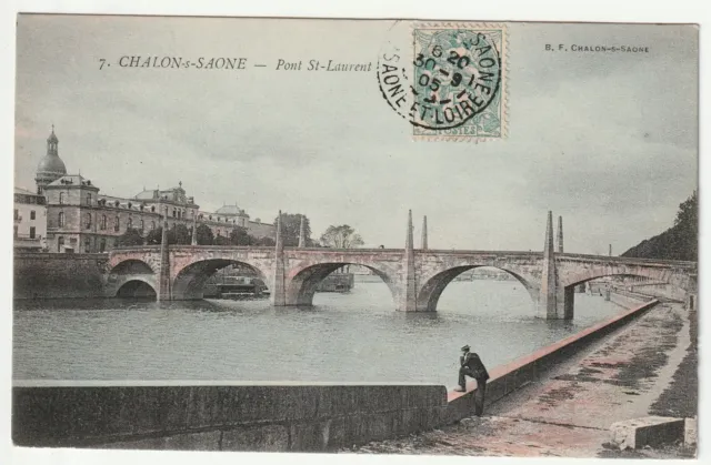 CHALON SUR SAONE - Saône & Loire - CPA 71 - carte couleur - Pont St Laurent