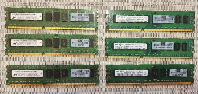 12GB (6x2GB) Micron Samsung PC3 10600R DDR3 1333 Server RAM Memory HP 500202-061