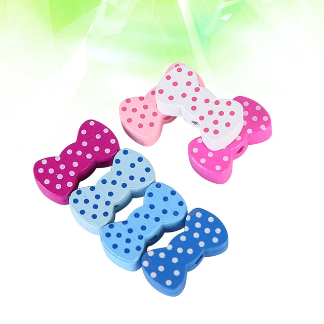 50 stücke mischfarben lackiert holz bowknot perlen kits für diy kinder handwerk