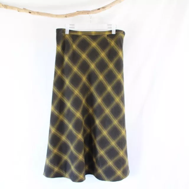 Cato Long Modest Yellow Black Plaid Clueless Skirt Size 10 Maxi A-line No Pocket