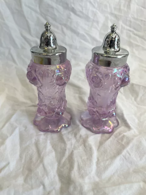 Fenton  Cabbage Rose Carnival Glass Salt & Pepper Shaker Set Beautiful 😍