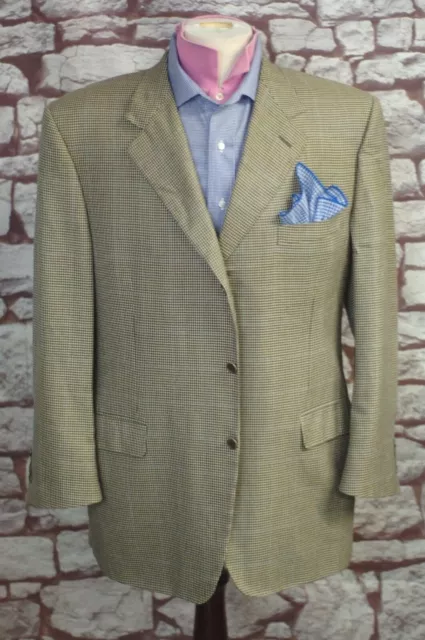 Canali Men's Beige Check Silk Wool Jacket Sport Coat Blazer 44R 44 R
