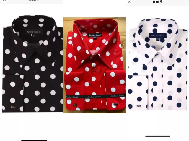 Men's 100% cotton Polka Dot Design Dress Shirt Style AH616 2