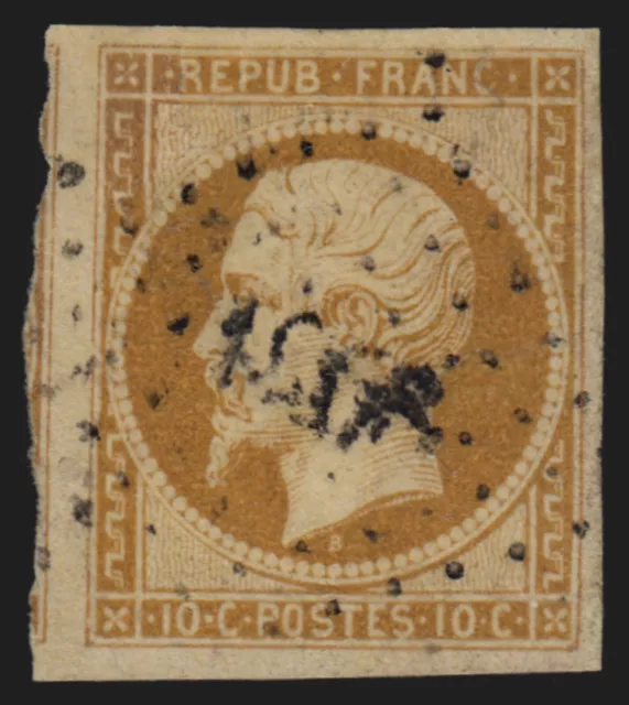 n°9, Napoléon Présidence 1852, 10c bistre-jaune, oblitéré losange PC - TB