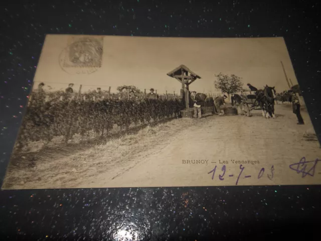 cpa BRUNOY les vendanges très animée