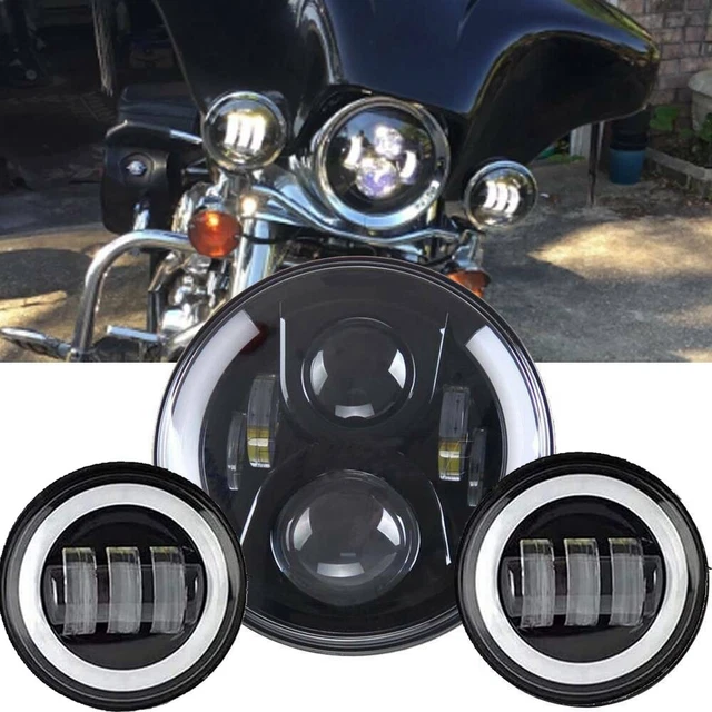 7" inch LED Headlight Lamp+ 4.5" Fog Passing Lights For Motor Touring Road King