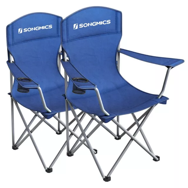 Set of 2 Folding Camping Outdoor Chairs Blue SONGMICS