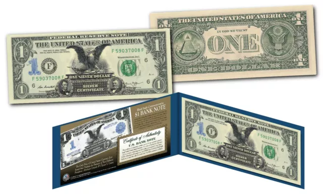1899 Black Eagle Two Presidents One-Dollar Silver Certificate New Modern $1 Bill