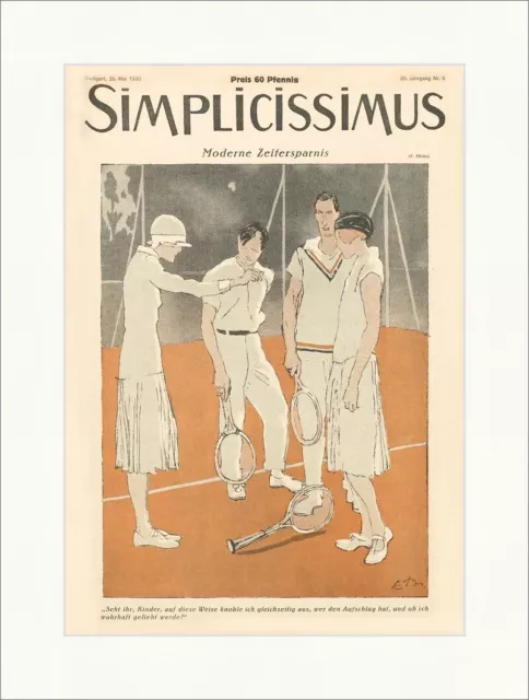 Titelseite der Nummer 9 von 1930 Eduard Thöny Tennis Sport Simplicissimus 1801