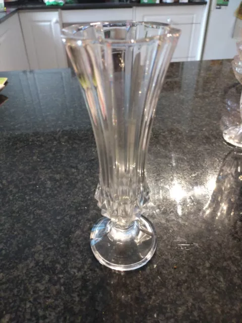 Vintage Small Crystal Cut Glass Vase 18Cm Tall Unused Vgc