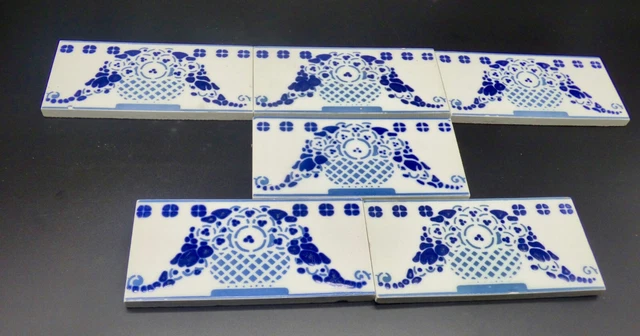 NOS Border TILE s flowerbasket Art nouveau enameled Tegel Hemixem 30 pc availabl