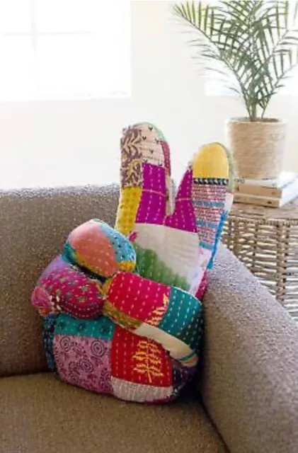 Kalalou Kantha Hand Peace Sign Pillow NRV2353