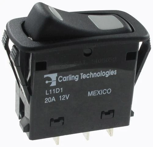 L11D1EHN1-A7900-000 Switch, Rocker, SPST, 20A, Black