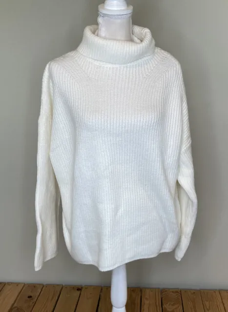 asos design NWOT women’s turtleneck pullover sweater Size 12 Ivory O4