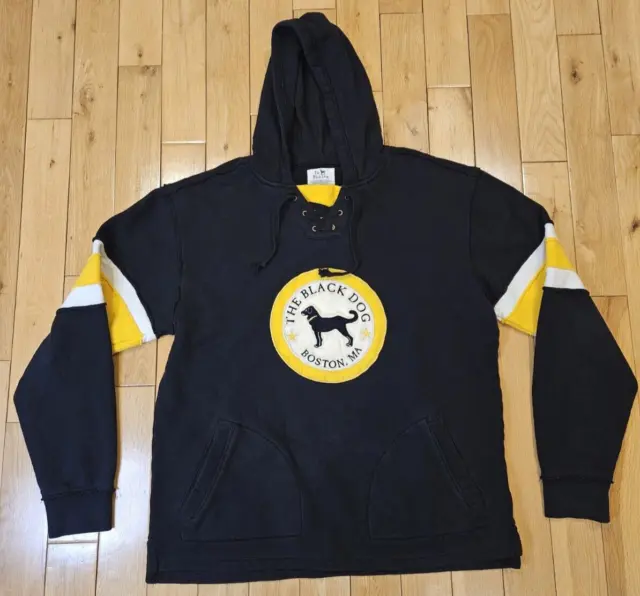 THE BLACK DOG Boston, MA Hockey Jersey Style Hooded Sweatshirt Adult L Bruins