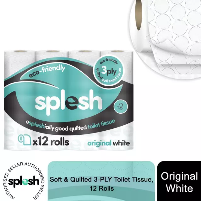 Splesh Quilted Luxury White 3 Ply Soft Toilet Tissue Paper