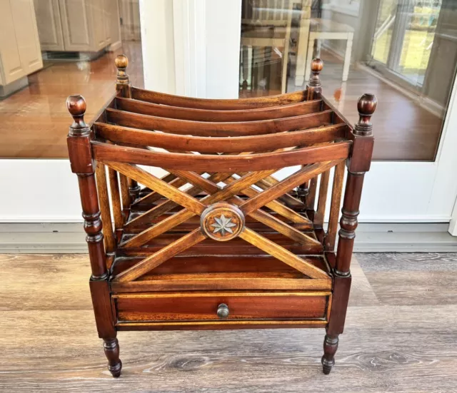 VTG English Mahogany Canterbury/ Magazine Rack/Record Holder By Ancient Mariner