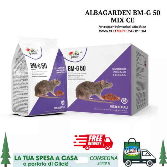 Veleno per Topi Topicida Ratticida in Grano Cereali 50 PPM Bromadiolone 2  Kg