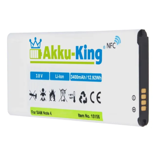 Akku-King Akku NFC Samsung Galaxy Note 4 SM-N910F EB-BN910BBE IV Accu Batterie