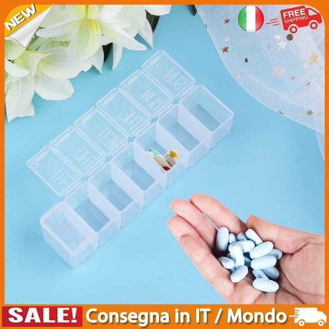 IT 7 Grids 7 Days Medicine Dispenser Transparent Splitters Pill Box for Suppleme