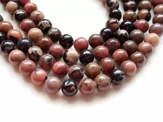 8mm Rhodonite Uni Rond Perles, Naturel Rhodonite Lisse Rond Balles, 35.6cm