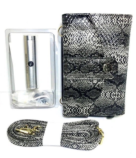 NWT Samantha Brown RFID Crossbody Bag w/Charger Python Black