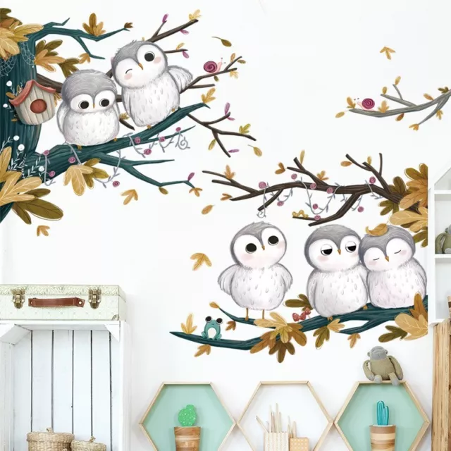 Large Cute Owls Wall Decals Cartoon Animals Wall Stickers Kid Nursery Room Decor