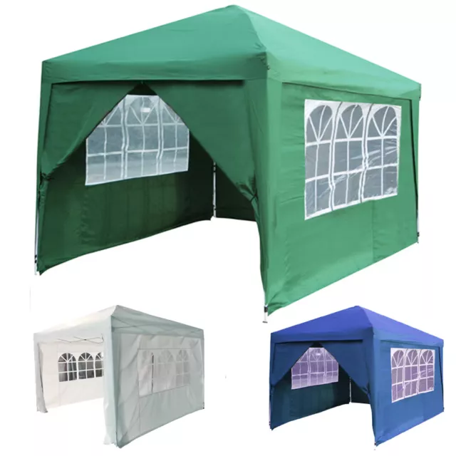 Gazebo Pliant Jardin Avec Housses Latéraux et Fenêtre 3X3 Automatique Foire