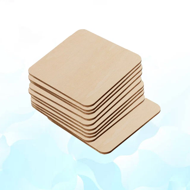 50 Pcs Wooden Slice Unfinished Wood Square Slices Flat Ornaments Log