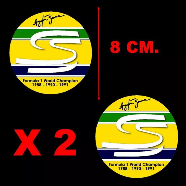 2x Adhesivo AYRTON SENNA F1 8 cm. Decal Sticker Colis Pegatina adesivi