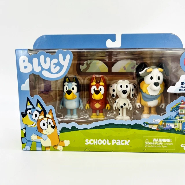 BLUEY SCHOOL PACK Rusty Chloe Calypso Bluey Toy Poseable Figures 4Pack