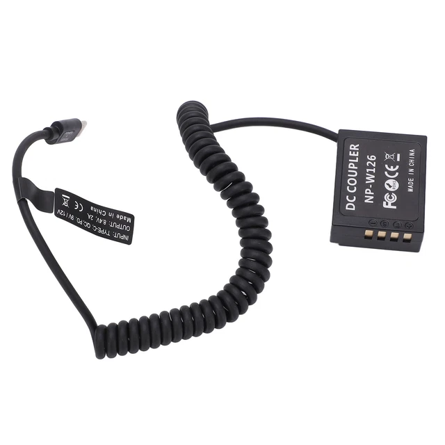 Batterie Factice NP-W126 Type-C Décodée - Adaptateur Alimentation USB-C Pour Fuji XT1 XT2 XT3 X100V Et Plus
