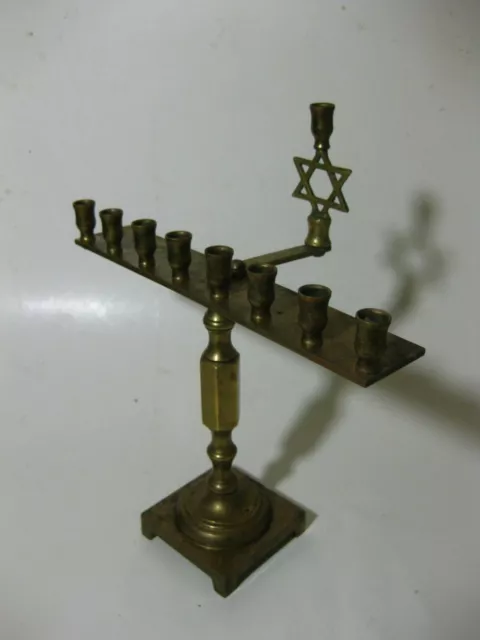 Vintage Hanukkah Jewish Brass Menorah Candlestick Holder Candelabra  Marked .W.