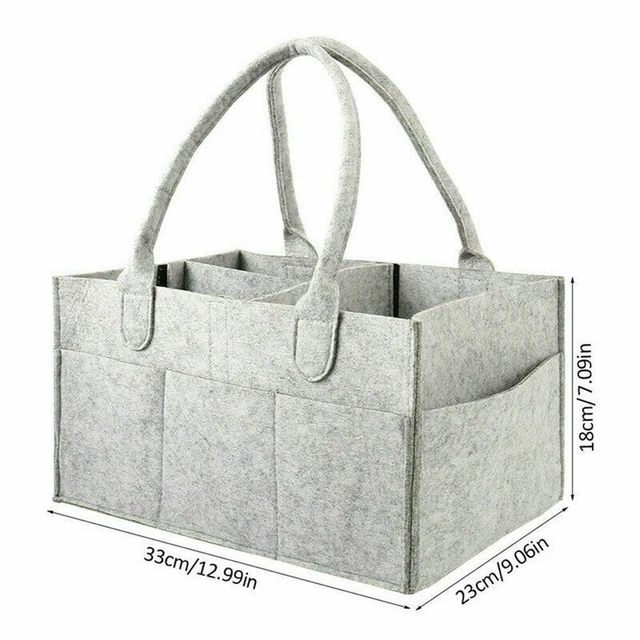 Baby Diaper Organizer Caddy-Felt Changing Nappy Kids Storage Carrier Bag Grey