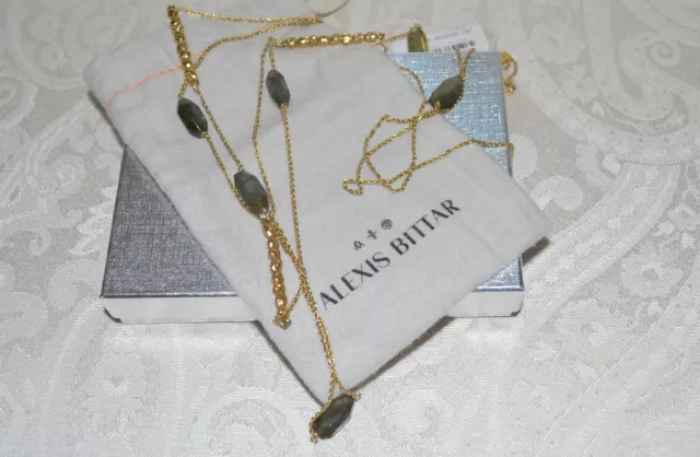 NWT $395 ALEXIS BITTAR Gold Elements Tiered Necklace Labradorite Rocky Station 2