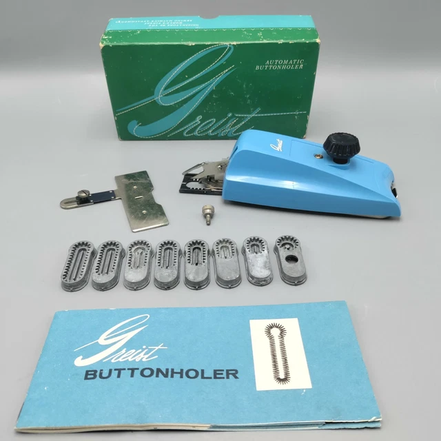 Griest Buttonholer Automatic Buttonholer Stitch With Attachments BLUE